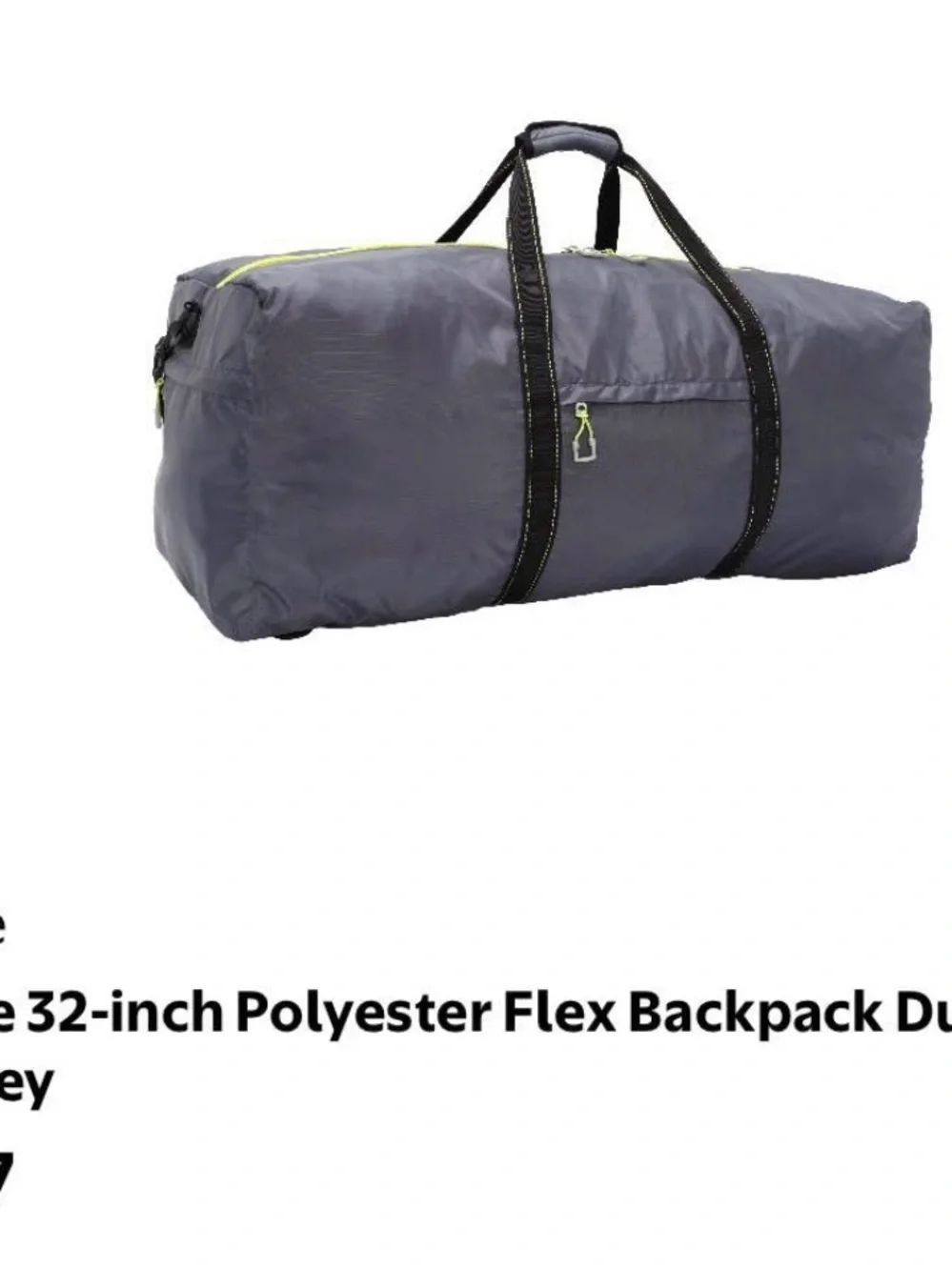 Gray Men’s Duffel Travel Bag with Neon Accent